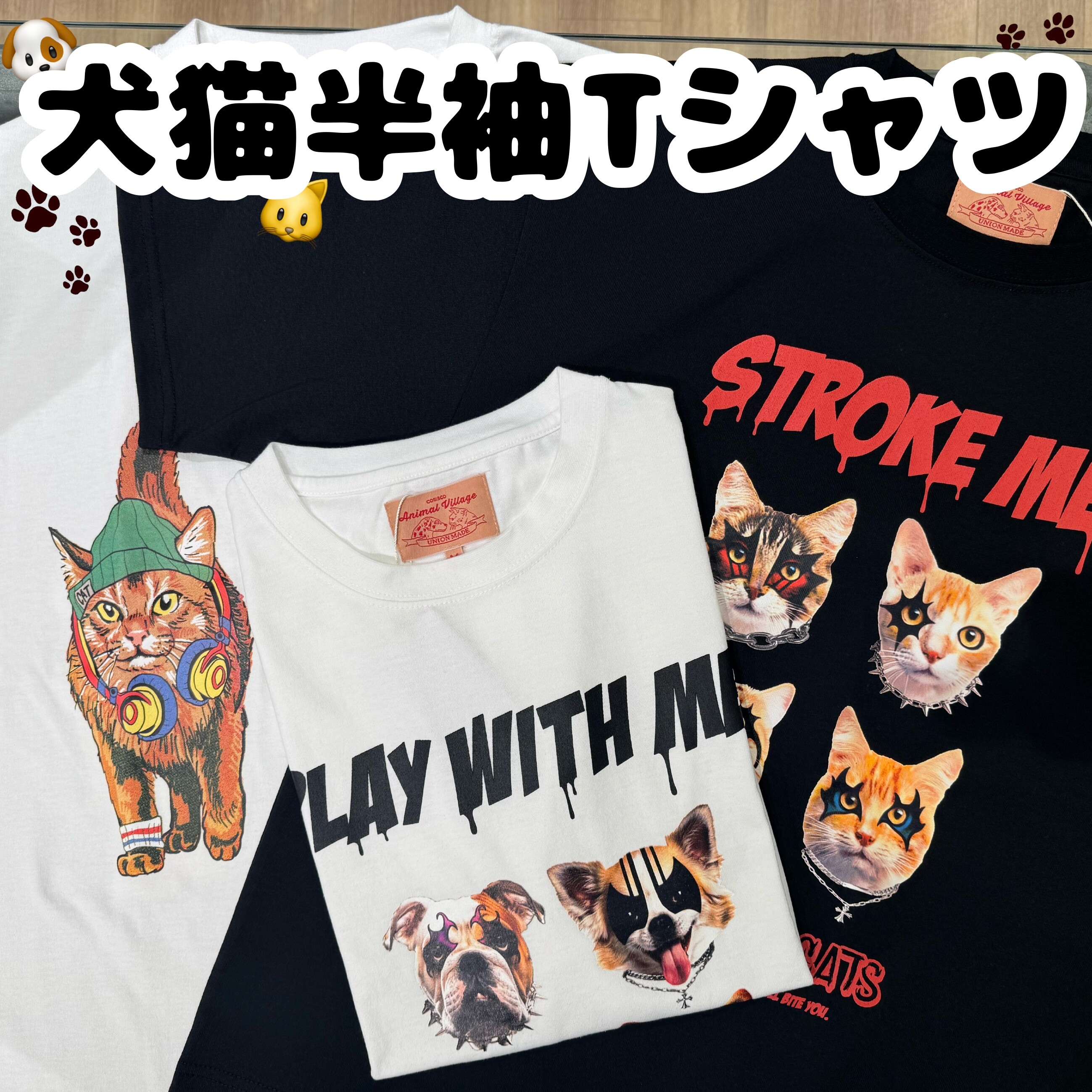 CHOPOVA LOWENA猫柄 プリント 半袖 Tシャツ ホワイト/ブラック CHOPOVA LOWENA Cat Short 猫イラスト 半袖Tシャツ 【公式通販】