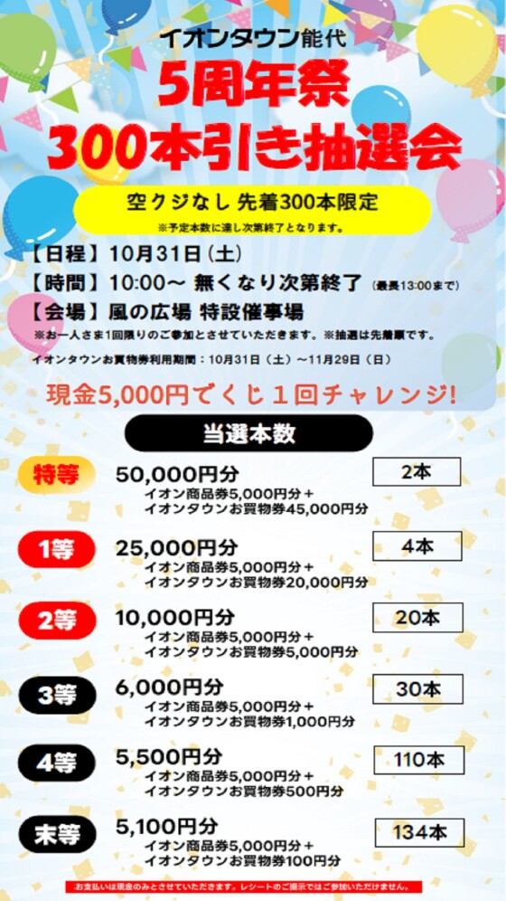 5周年祭300本引き抽選会