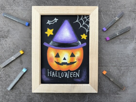 はじめてのチョークアート体験　ハロウィンかぼちゃを描こう