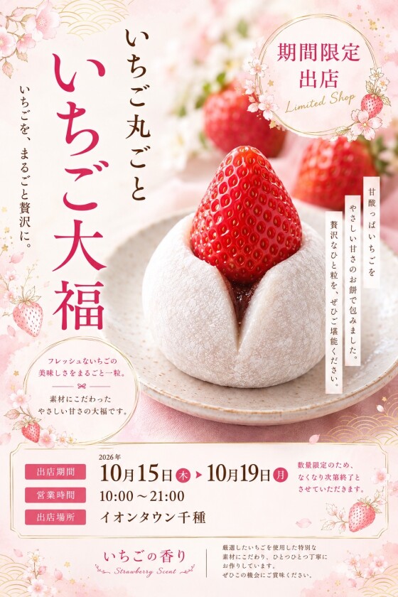 期間限定出店　いちご大福・和菓子販売