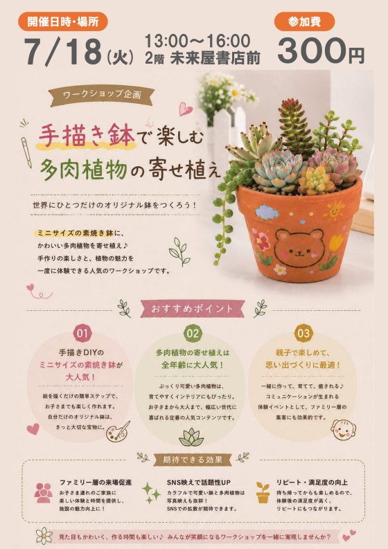 手描き鉢で楽しむ 多肉植物の寄せ植え｜イベント｜イオンタウン名西