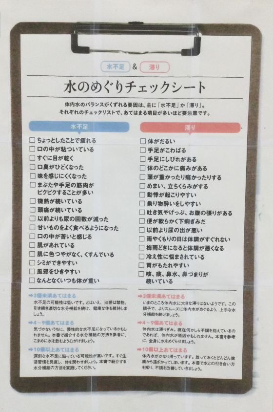 水のめぐりチェックシート