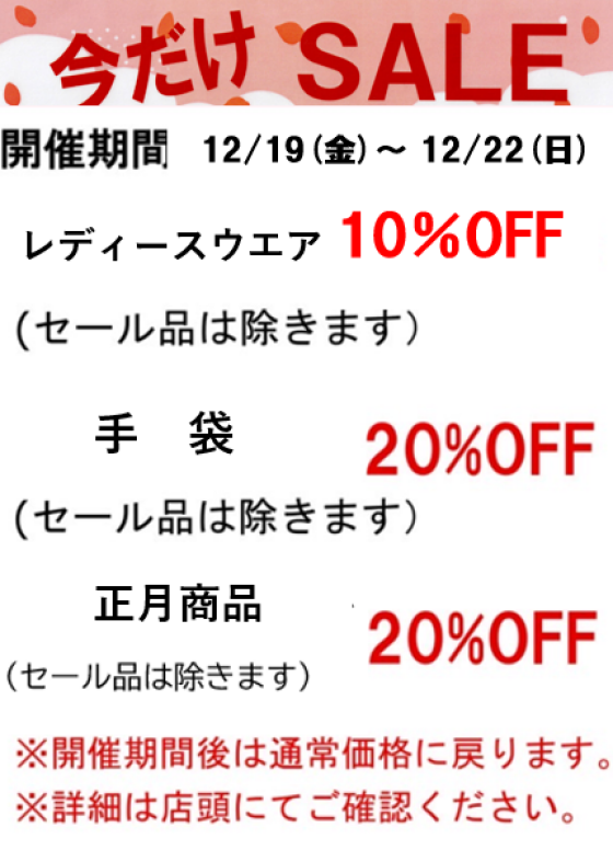 【今週の限定セールのご案内】
