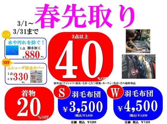 春先取り！３点以上40％OFF！！羽毛布団値下げしました！