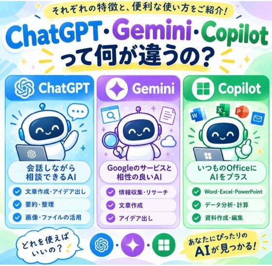 ★ChatGPT･Gemini･Copilotって何が違うの？★