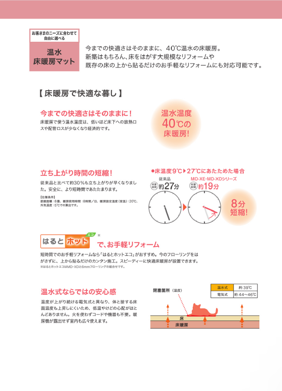 床暖房でポカポカ