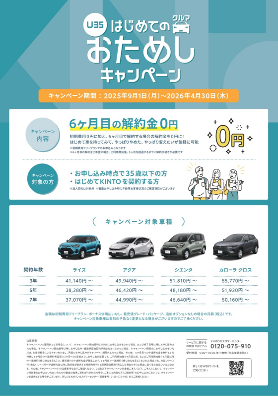 KINTOからキャンペーンのご案内