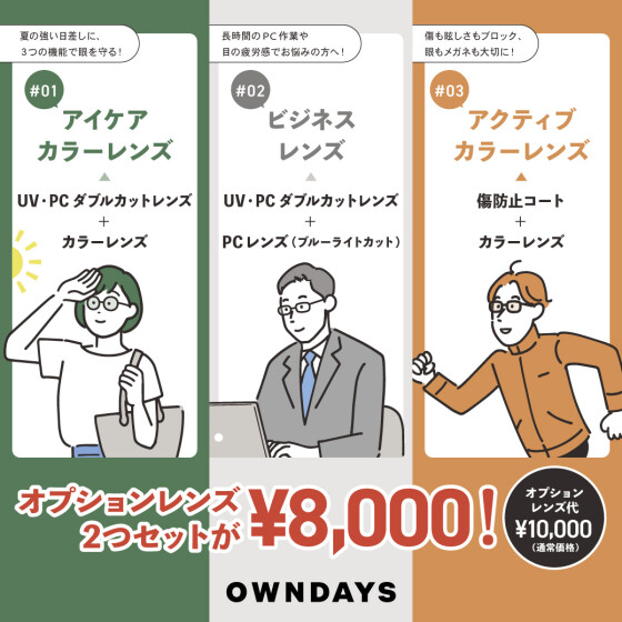 おすすめオプションレンズ 2 セットのキャンペーン 