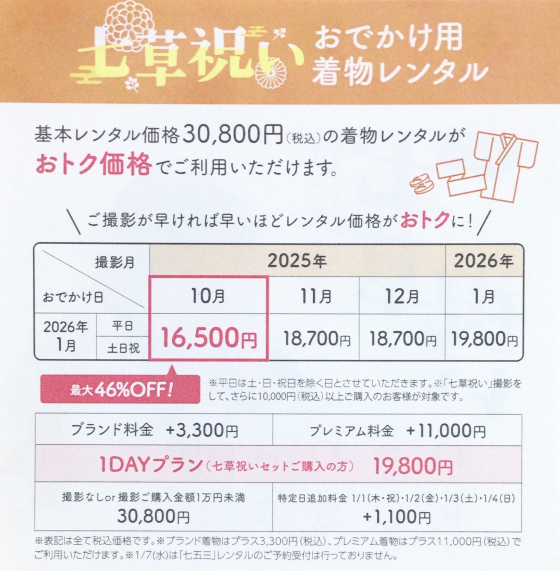 七五三＆七草祝い前撮り撮影・おでかけレンタル受付中🎉