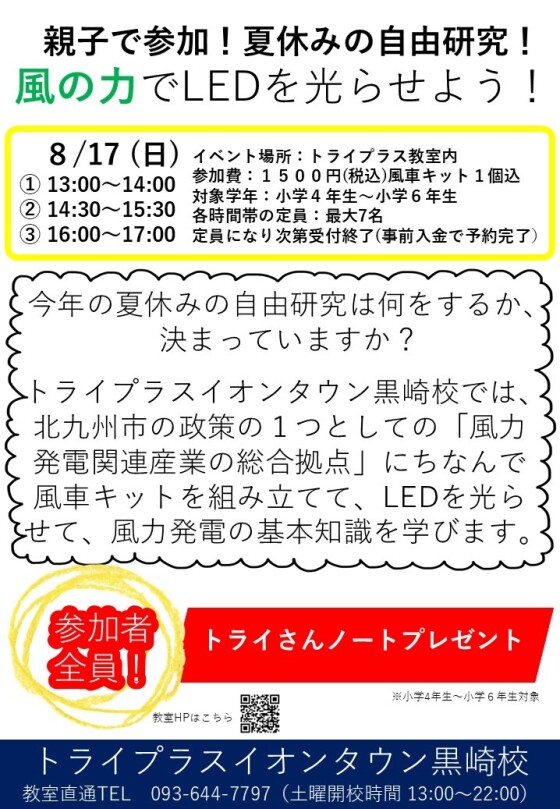 夏休みの自由研究ならトライプラスにお任せ！