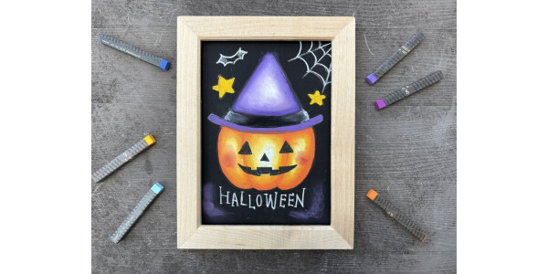 はじめてのチョークアート体験　ハロウィンかぼちゃを描こう