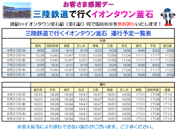 三陸鉄道で行くイオンタウン釜石！