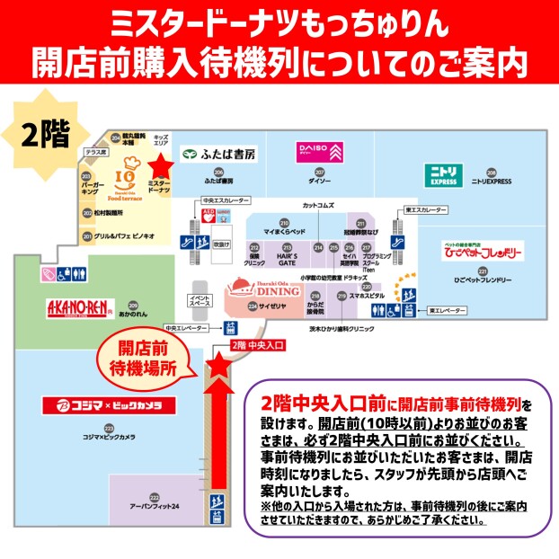 ミスタードーナツもっちゅりん購入待機列のご案内