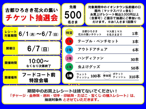 古都ひろさき花火の集い　チケット抽選会