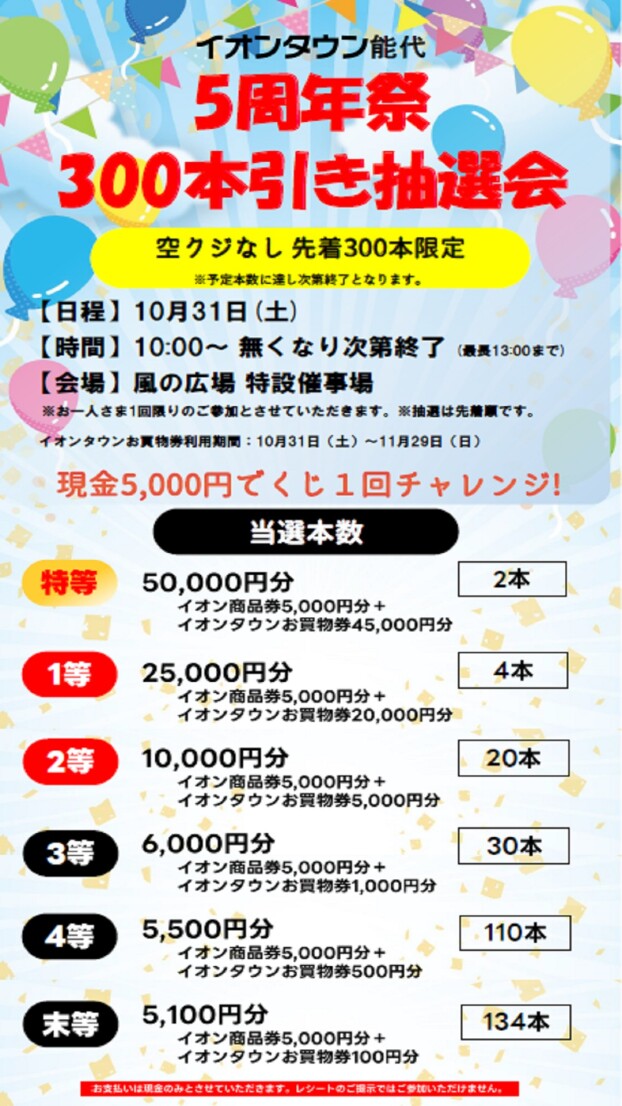 5周年祭300本引き抽選会