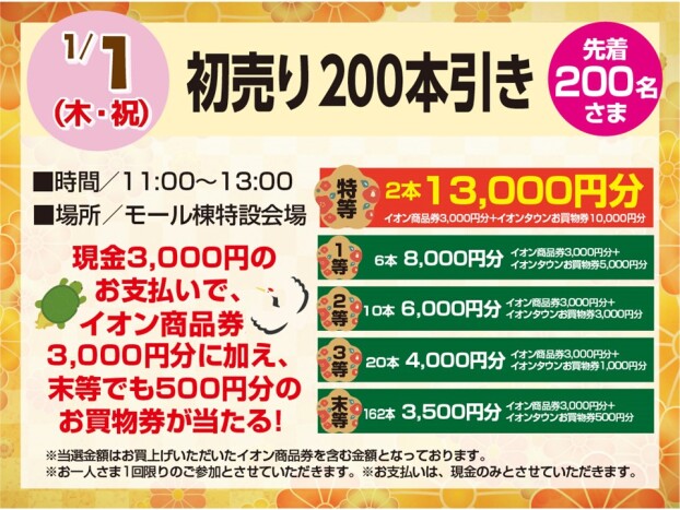 1/1　初売り 200本引き