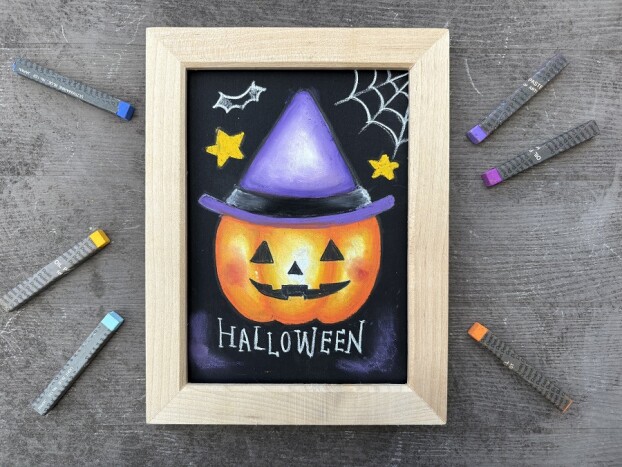 はじめてのチョークアート体験　ハロウィンかぼちゃを描こう