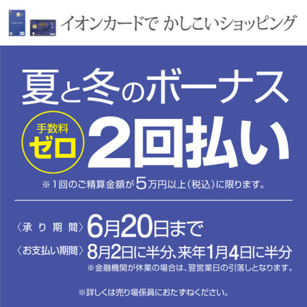 イオンカード　夏と冬のボーナス2回払い手数料ゼロ