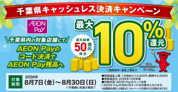 千葉県キャッシュレス決済キャンペーンAEON Pay対象店舗のご案内