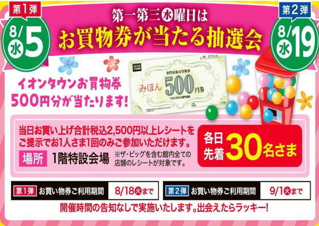 第一第三㊌曜日はお買物券が当たる抽選会