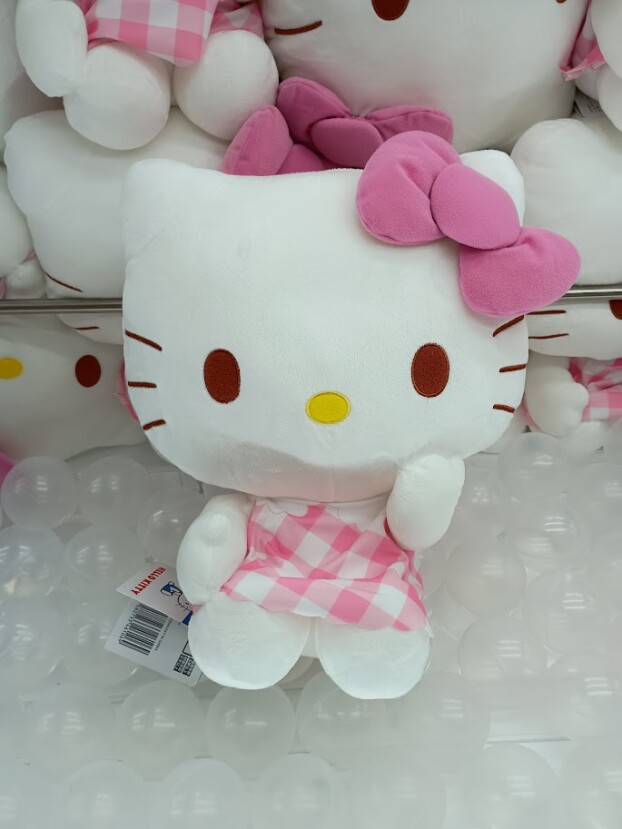 ✨新着景品情報✨ハローキティ　LLぬいぐるみ　ピンクチェックVer.