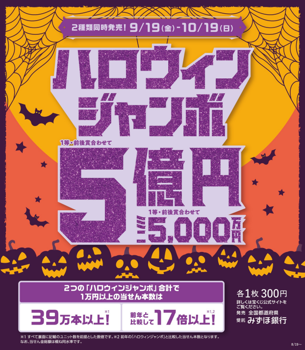 ハロウィンジャンボ宝くじ発売