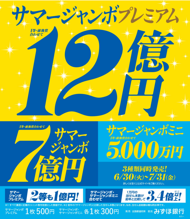 サマージャンボ宝くじ発売！