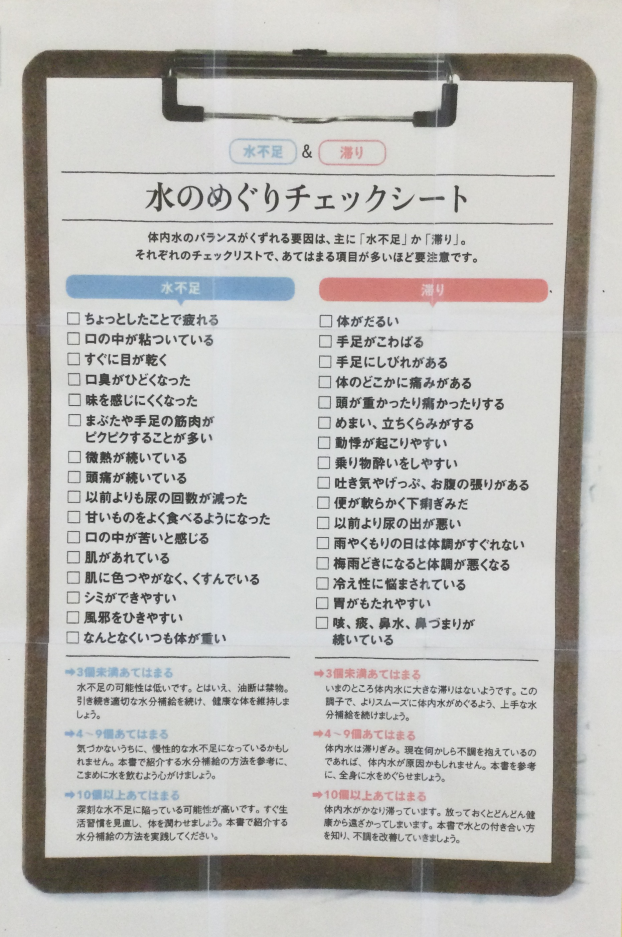 水のめぐりチェックシート