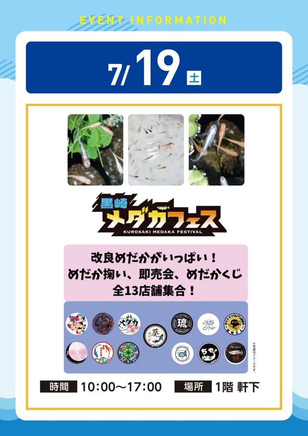 【アプリイベント】7/19(土)　メダカフェス