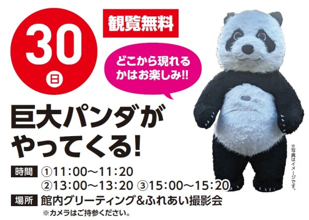 【ふれあいイベント】11/30（日）巨大パンダがやってくる！