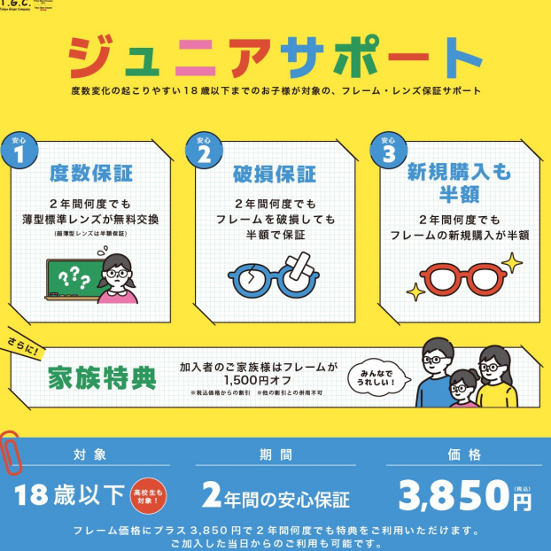 【メガネ】18歳以下のジュニアサポート