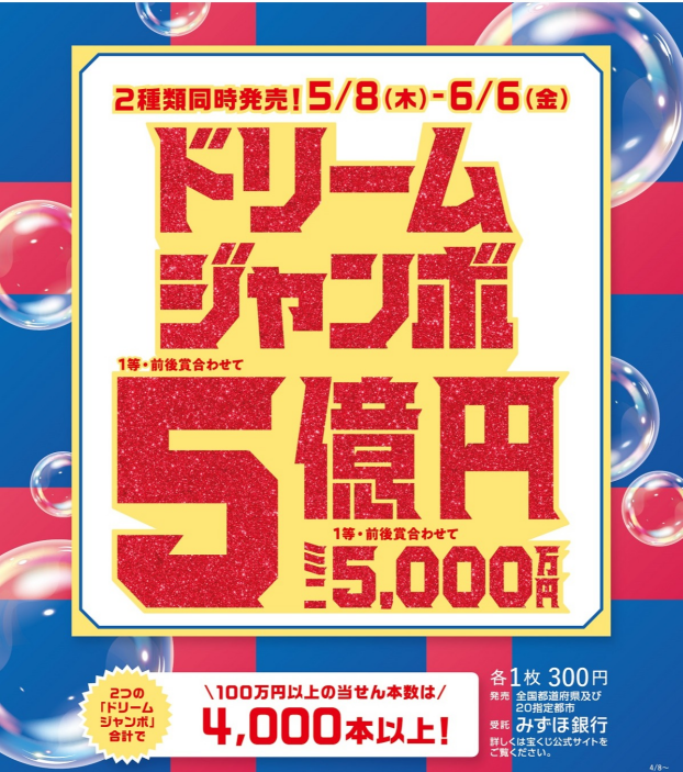 「ドリームジャンボ宝くじ」発売