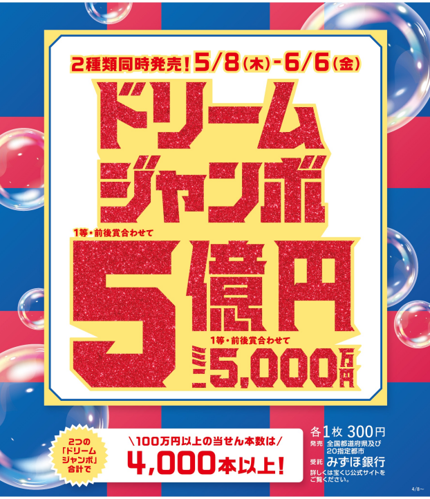 ドリームジャンボ宝くじ発売開始