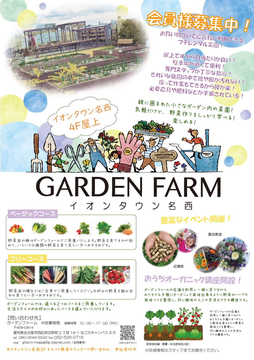 GARDEN FARM（屋上レンタル菜園）についてのご案内